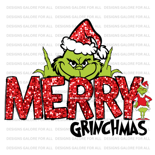 Christmas Grinch Bling DTF Transfers